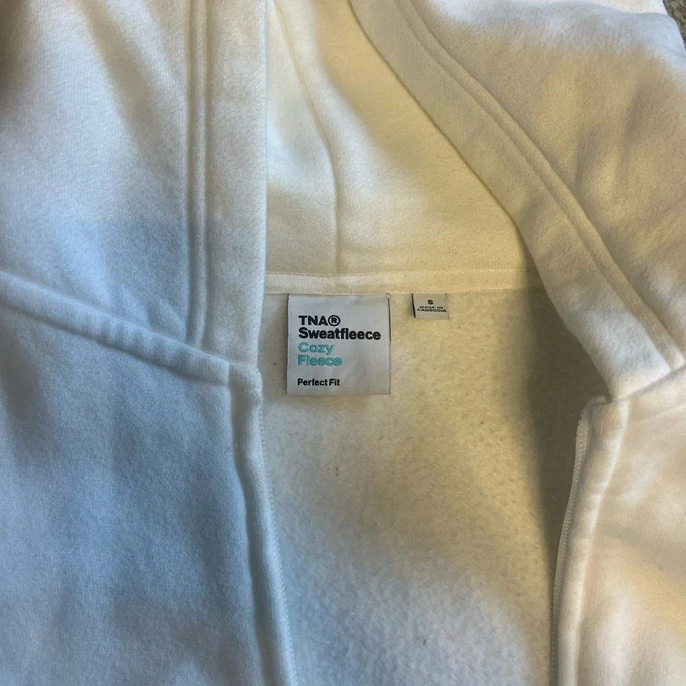 TNA Cozy Fleece White Zip-Up Hoodie - Picture 2 of 2